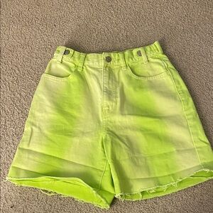 BDG Urban Outfitters Yellow Green Longline Jean Denim Cut Off Shorts